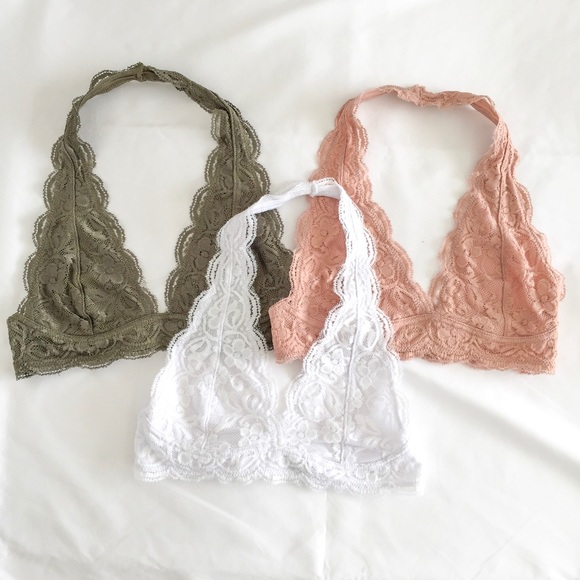 ❗️One Left❗️Pink Halter Lace Bralette - Picture 2 of 2